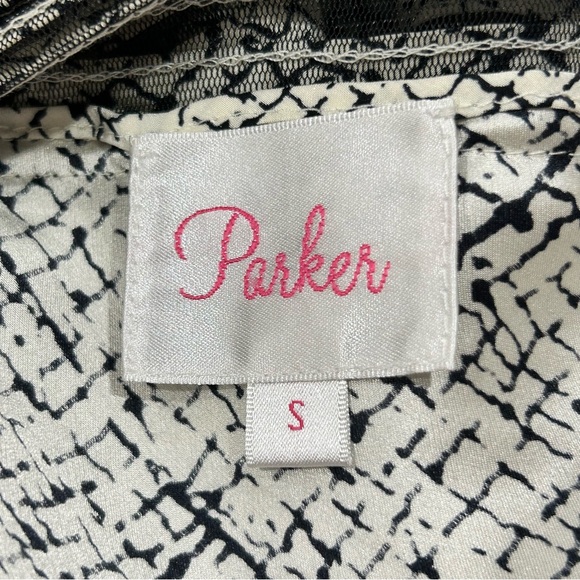 PARKER Black and White Sleeveless Flare Dress in Women’s Size Small - Picture 5 of 9